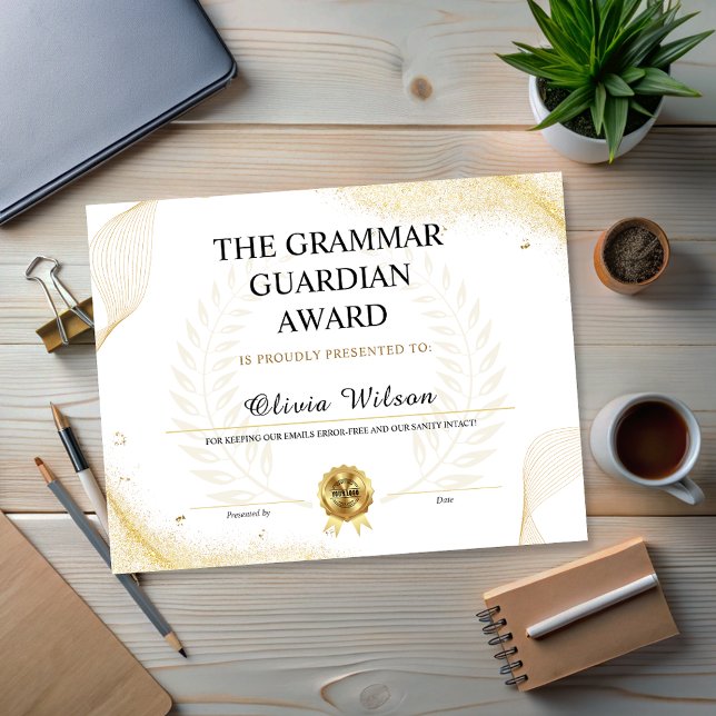 Lámina Apreciación editable de compañeros de trabajo dive (Editable Funny Employee Colleagues Appreciation Award)