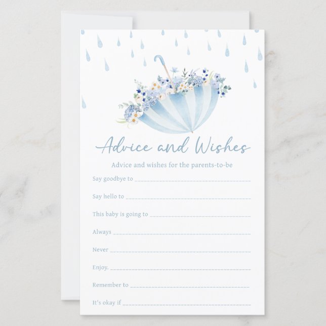 Lámina April Bring May Flowers Shower Advice & Wish Game (Anverso)