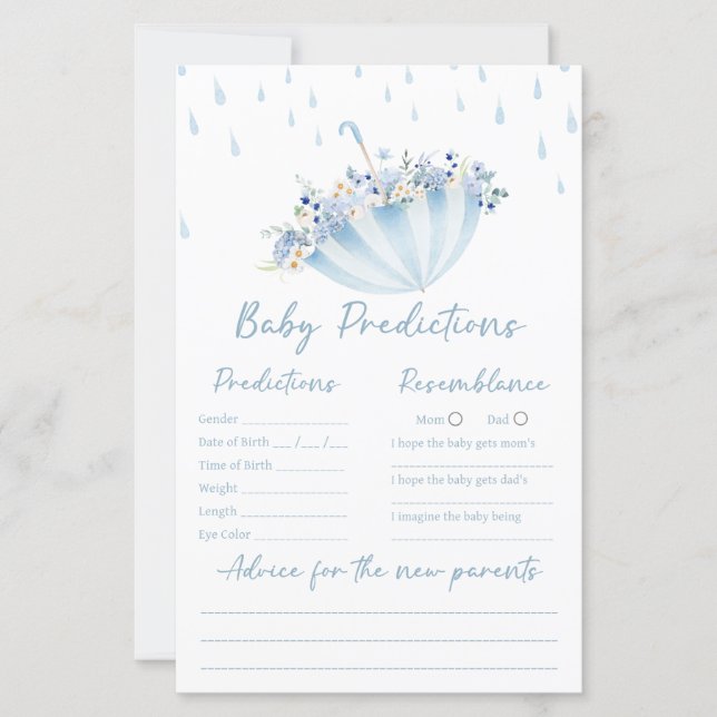 Lámina April Bring May Flowers Shower Predictions Game (Anverso)