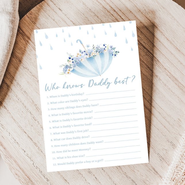 Lámina April Bring May Flowers Shower Who Knows Dad Game (April Shower Bring May Flowers Baby Shower Game)