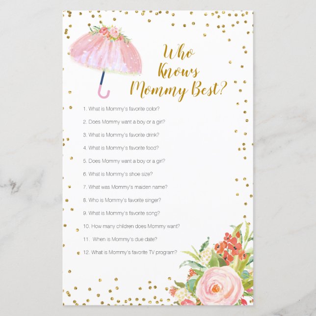 Lámina April Shower quien conoce a mamá mejor juego (Anverso)