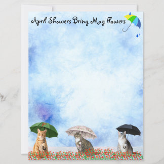 Lámina April Showers and Cats in Puddles Stationery 