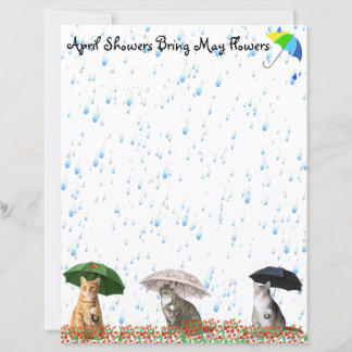 Lámina April Showers and Cats Stationery