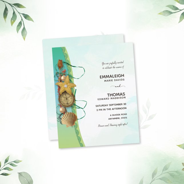 Lámina Aqua Beach Shells Starfish Compass Boda (Subido por el creador)