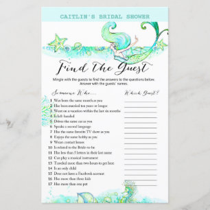 Lámina Aqua Mermaid Bridal Shower Game