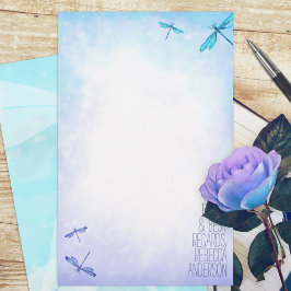 Lámina Aquamarine, Blue Dragonflies Stationery Personal