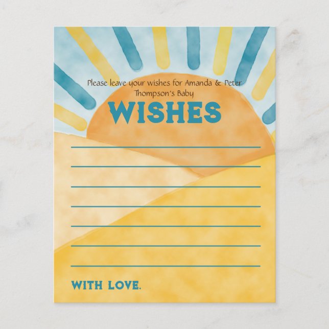 Lámina Aquí viene el deseo de Baby Shower de Blue Ray Sun (Anverso)