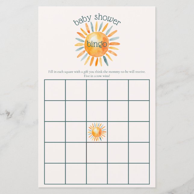 Lámina Aquí viene el juego de Bingo de Hijo Bebé (Anverso)