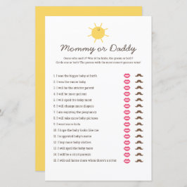 Lámina Aquí viene el juego de mamá o papá de Baby Shower 