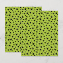 Arañas de Halloween, fondo verde con arañas