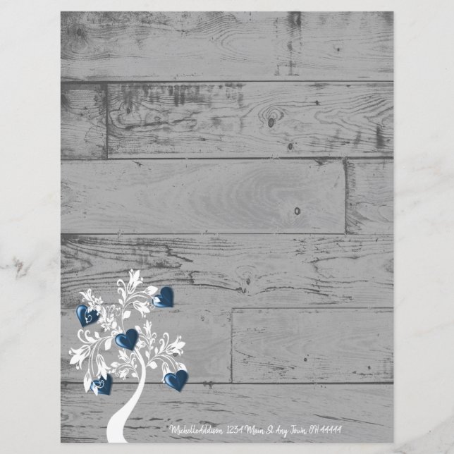 Lámina Árbol de corazones azules personalizado (Anverso)