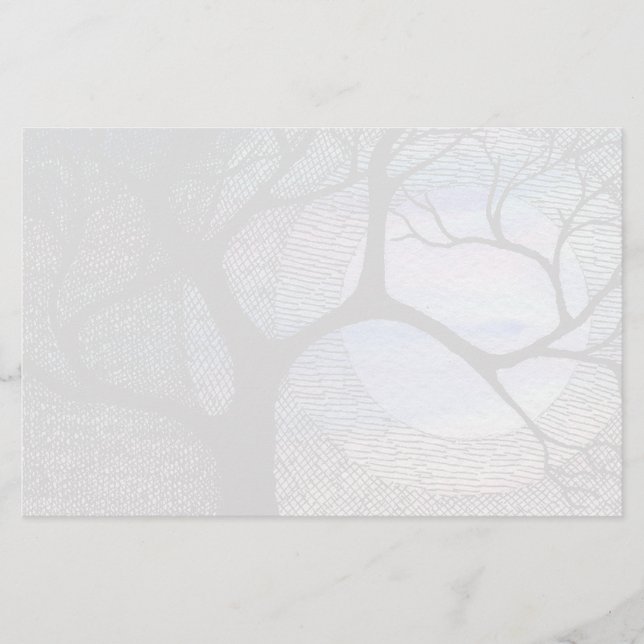 Lámina Árbol de invierno sobre la cruz azul de fondo negr (Anverso)