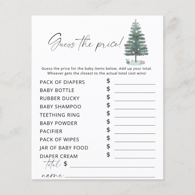 Lámina Árbol de Navidad - Adivinen el juego del precio (Anverso)