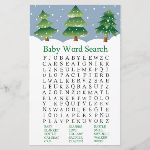 Lámina Árbol de Navidad Baby Shower Word Search Game