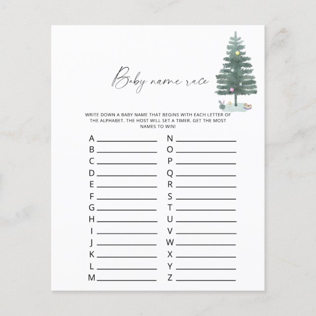 Lámina Árbol de Navidad - Juego de raza del nombre del be (Anverso)