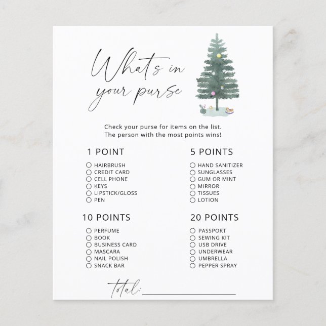 Lámina Árbol de Navidad - qué hay en tu bolso (Anverso)