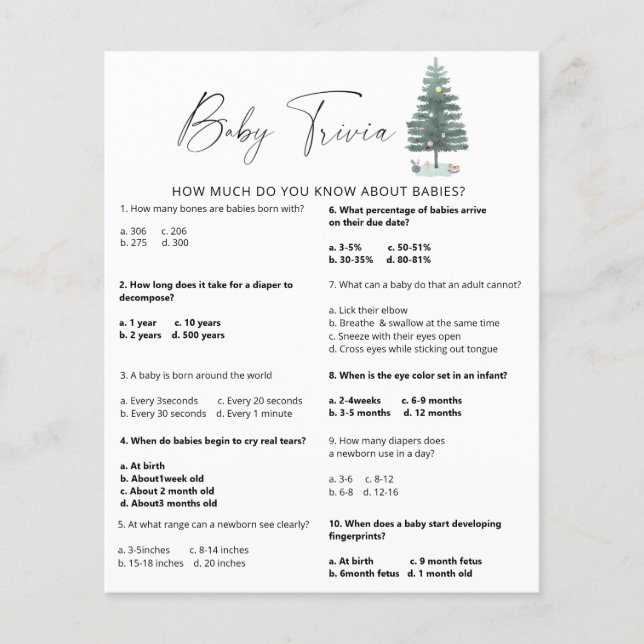 Lámina Árbol de Navidad - Trivia bebé (Anverso)