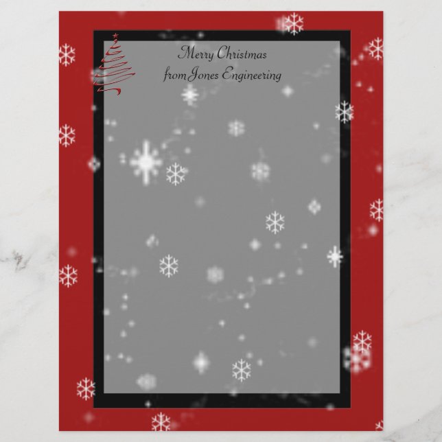 Lámina Árbol de Navidad y copos de nieve en rojo y negro (Anverso)