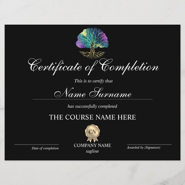 Lámina Árbol de vida del certificado de terminación (Anverso)