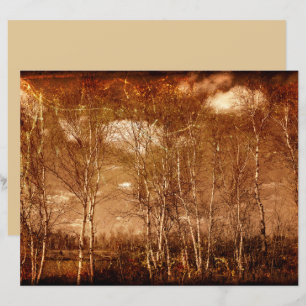 Lámina Árboles forestales nubes de textura rústica vintag