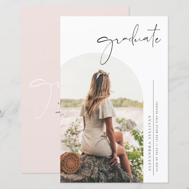 Lámina Arco de Caligrafía Minimalista Boho Foto Graduació (Anverso / Reverso)