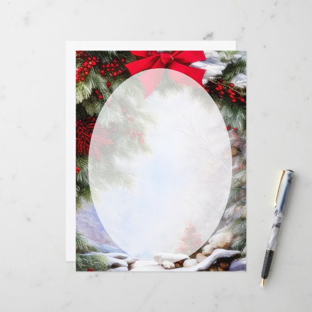Lámina Arco de Navidad con nieve y bayas (Anverso/Reverso In Situ)