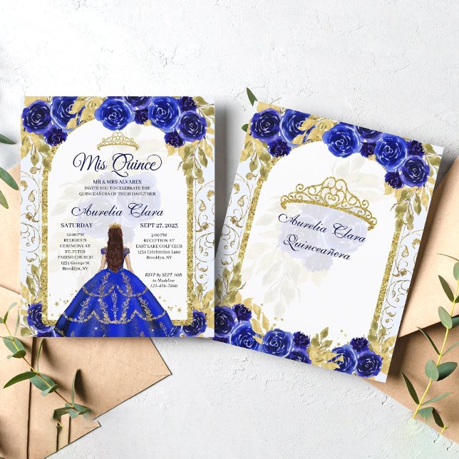 Lámina Arco de Oro Floral Azul Presupuestario Quinceanera (Subido por el creador)