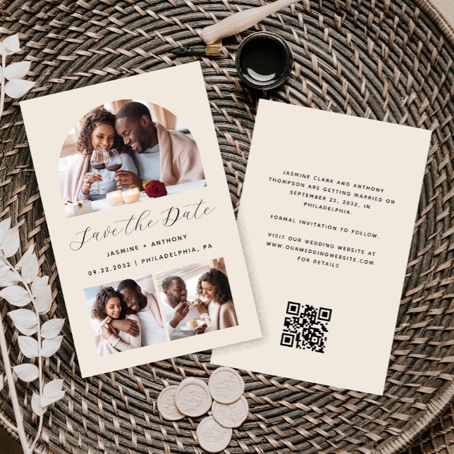 Lámina Arco de presupuesto 3-Foto Código QR Beige Guardar (Subido por el creador)