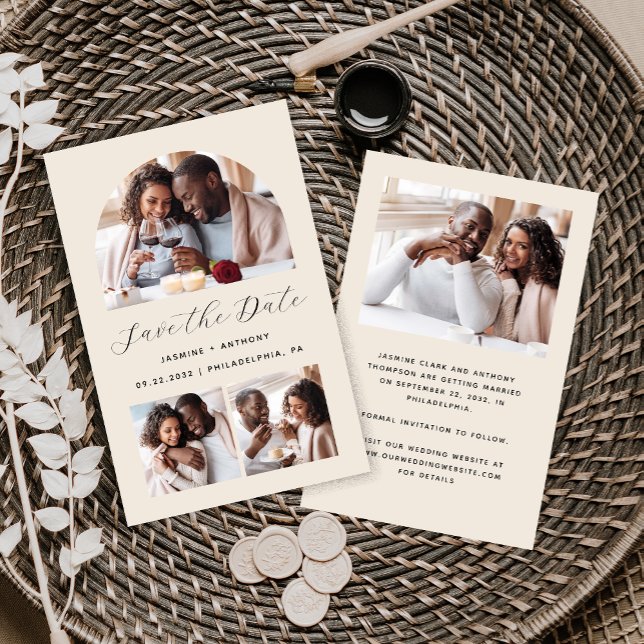 Lámina Arco de presupuesto 4-Foto Beige Guardar fecha (Subido por el creador)