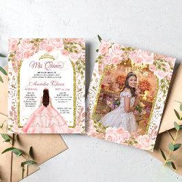 Lámina Arco floral rosa Rubor Foto Quinceanera