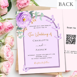 Lámina Arco floral violeta QR boda presupuestario RSVP