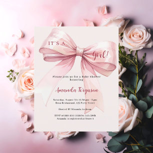 Lámina Arco rosado es una invitación chica a Baby Shower