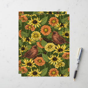 Lámina Arenas y flores en verde