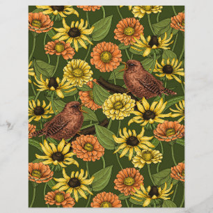 Lámina Arenas y flores en verde