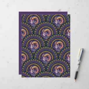 Lámina Aries Zodiac Mandala Art Decó Vieira