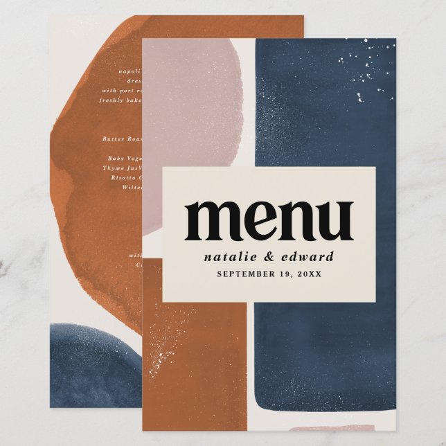 Lámina Aroma abstracto, marina + rosa contemporáneo (Anverso / Reverso)