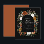 Lámina Arroz negra y elegante arco botánico<br><div class="desc">Diseño de tarjetas de Navidades florales de acuarela rústica y económica. Con hermosas rúbricas,  terracota,  pampas negro y verde salvia pasto eucalipto detalles de acuarela botánica. Este moderno diseño vacacional le da un toque de elegancia a sus vacaciones</div>