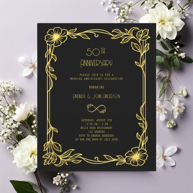 Lámina Art Deco Gatsby negro 50 invitación a la boda (Subido por el creador)