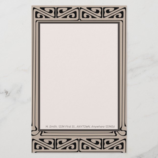 Lámina Art Deco Personalizado Negro, Marrón, Crema (Anverso)