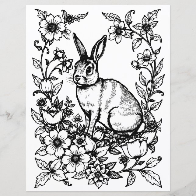 Lámina Art Nouveau Rabbit Coloring Page 1 (Anverso)
