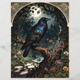 Lámina Art Nouveau Raven Scrapbook Paper