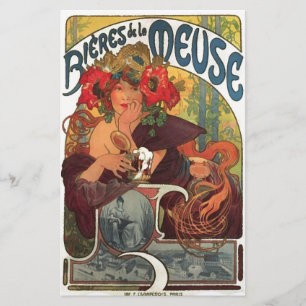 Lámina Art Nouveau vintage Alphonse Mucha