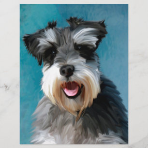Lámina Arte de pintura en acuarela de Schnauzer miniatura