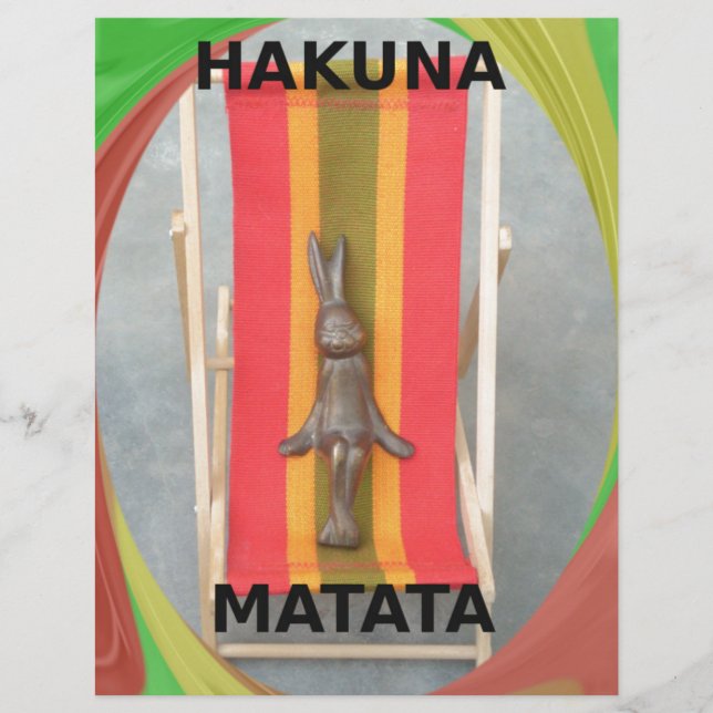Lámina Arte de vectores de Conejo Relajante Hakuna Matata (Anverso)
