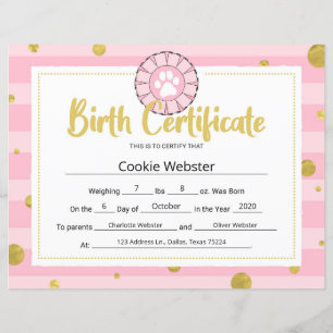 Lámina Arte gráfico de pinza de pata de perro rosa Certif