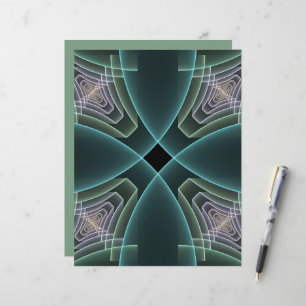 Lámina Arte gráfico geométrico fractal teal moderno