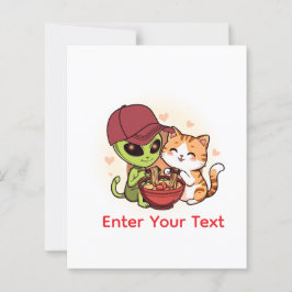 Lámina Arte Kawaii de Ramen de Gato Alien Cute