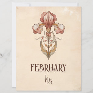 Lámina Arte Nouveau Iris Vintage Imprimible de Febrero
