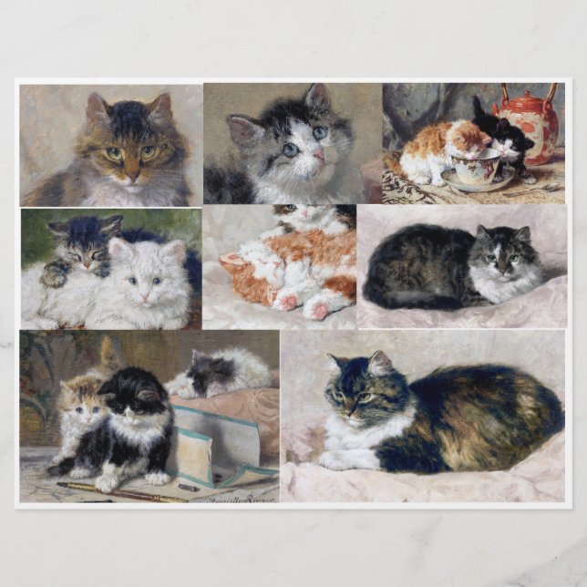 Lámina Arte para gatos y gatitos por Henriette Ronner (Anverso)