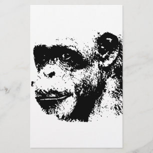 Lámina Arte pop chimpancé negro y blanco
